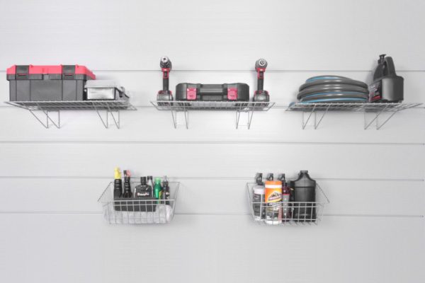 5 Piece Shelf and Basket Kit. CW5SB-K. Wire shelf and basket value pack for all your difficult to hang items. Lightweight and high capacity steel with a sleek powder-coated finish. An exceptional choice for giving your closet, laundry room or garage a face lift.